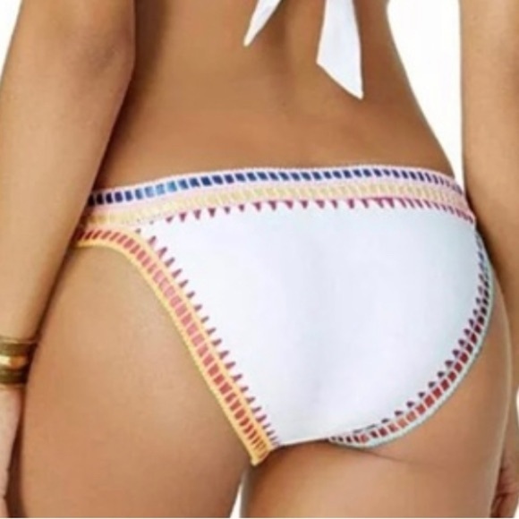 NWT Bar III Weave It Cheeky Bikini Swimsuit Bottoms Large or XL White Embroidery - Picture 2 of 9